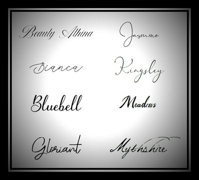 Handwriting Fonts. Click on image to view larger size in a new window.