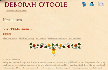 Deborah O'Toole: Newsletter (Autumn, October 2020).