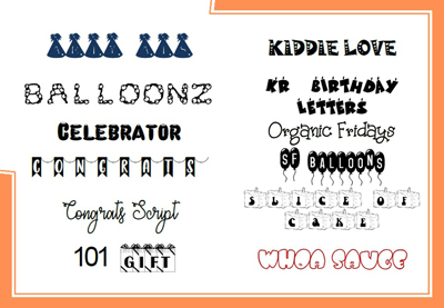 Birthday Fonts. Click on image to view larger size in a new window.