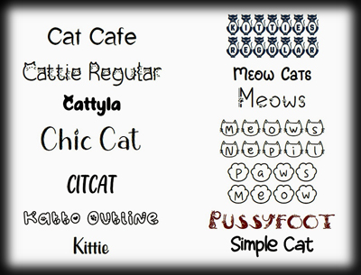 Cat Fonts. Click on image to view larger size in a new window.