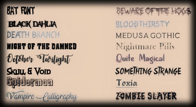 Halloween Fonts. Click on image to view larger size in a new window.