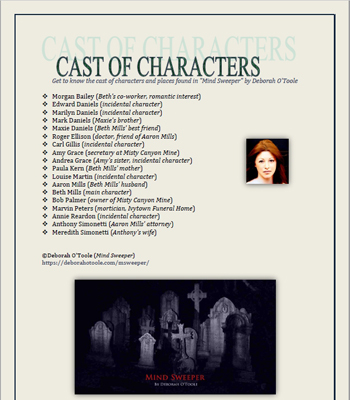 MIND SWEEPER: Cast of Characters. Click on image to view larger size in a new window.