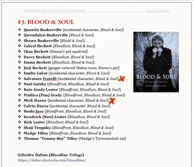 Current cast of characters in the upcoming "Blood & Soul." Click on image to view larger size in new window.