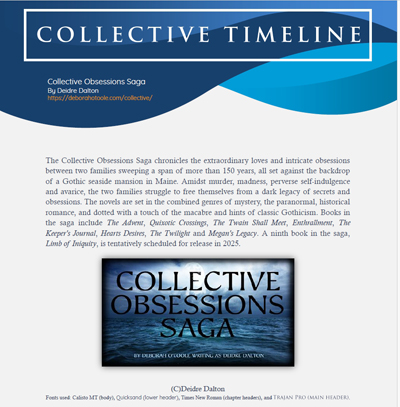 Collective Obsessions Saga Timeline. Click on image to view document in a new window.