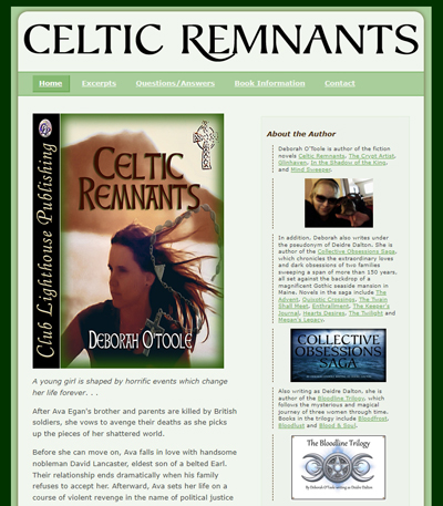 Home page for the "Celtic Remnants" website. Click on image to view larger size in a new window.