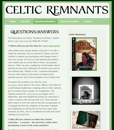 Q & A page for the "Celtic Remnants" website. Click on image to view larger size in a new window.