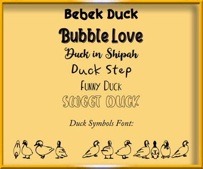 Duck Fonts. Click on image to view larger size in a new window.