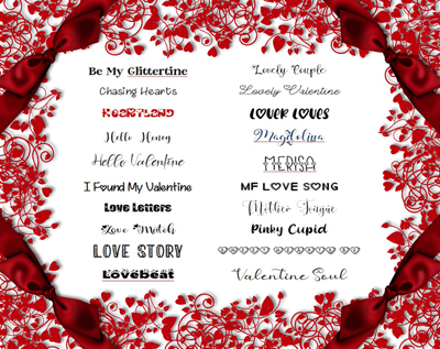 Valentine's Day Fonts. Click on image to view larger size in a new window.