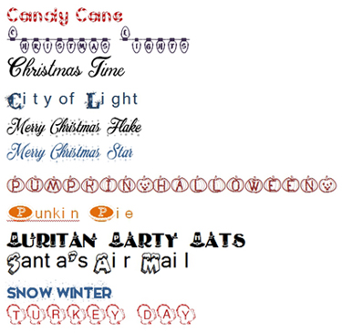 Holiday Fonts. Click on image to view larger size in a new window.