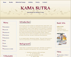 Screenshot sample of "Kama Sutra" book review by Deborah O'Toole. Click on image to view larger size in a new window.