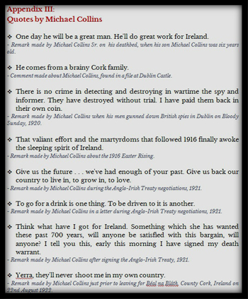Quotes by and about Michael Collins. Click on image to view larger size in a new window.