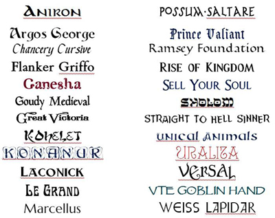 Medieval Fonts. Click on image to view larger size in a new window.