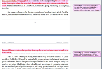 Editing for "Mind Sweeper" by Deborah O'Toole. Click on image to view larger size in a  new window.