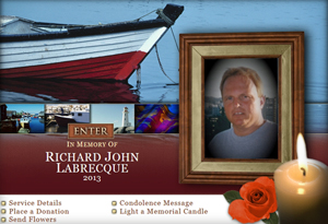 Obituary notice for Rick Labrecque. Click on image to view larger size in a new window.