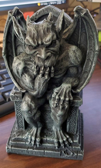 Gargoyle bookend, which is supposed to depict Auguste Rodin's "The Thinker." Click on image to view larger size in a new window.